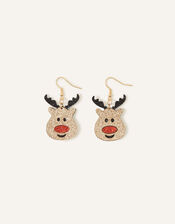 Glittery Reindeer Earrings, , large