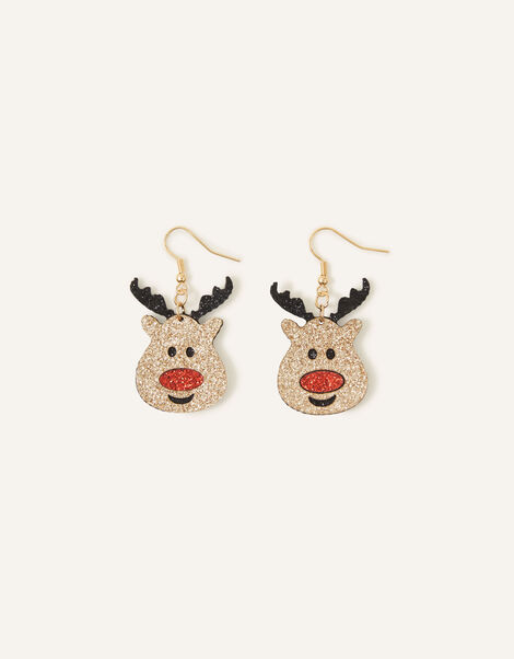 Glittery Reindeer Earrings, , large
