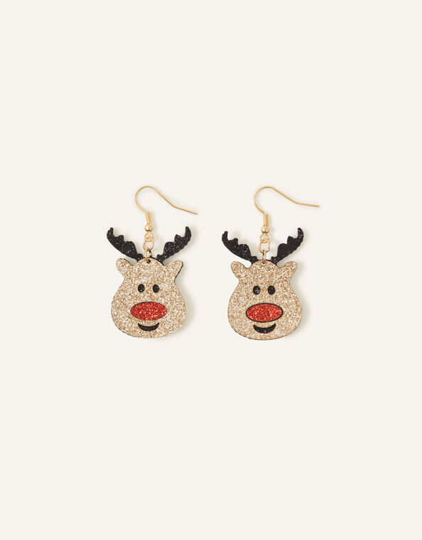 Glittery Reindeer Earrings, , large