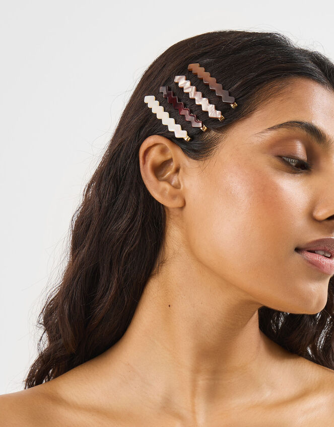 4-Pack Zig Zag Resin Hair Slides, , large