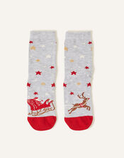Santa Sleigh Socks , Grey (GREY), large