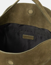 Fold Top Suede Shoulder Bag, , large