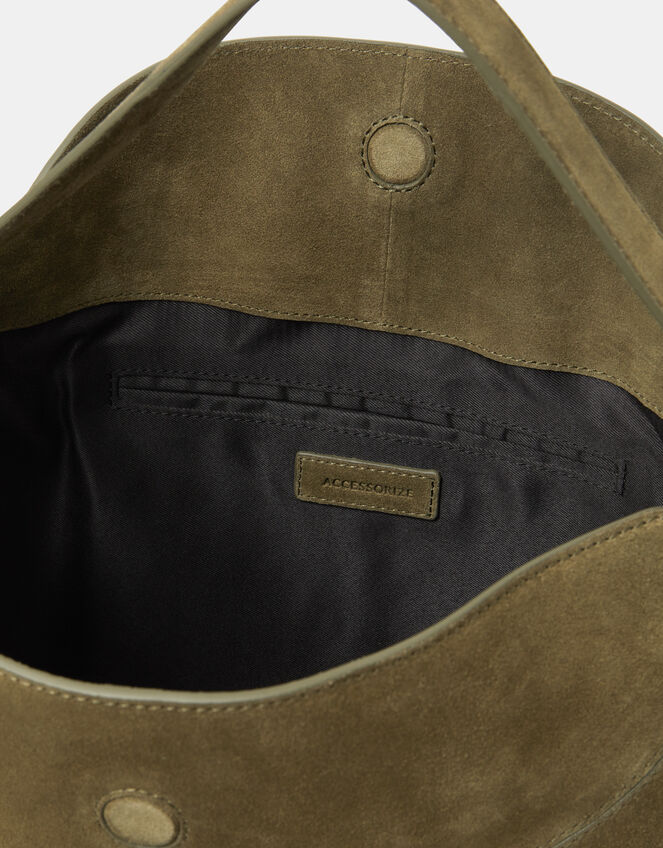 Fold Top Suede Shoulder Bag, , large