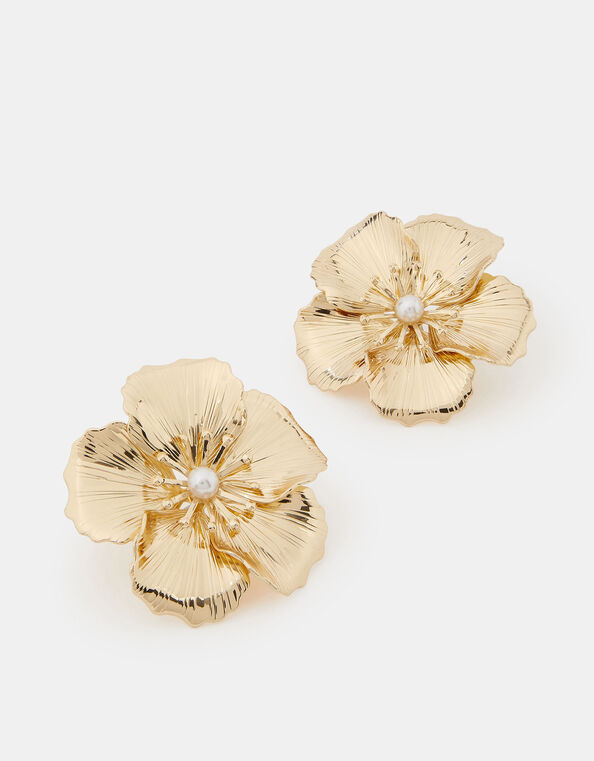 Statement Flower Stud Earrings, , large