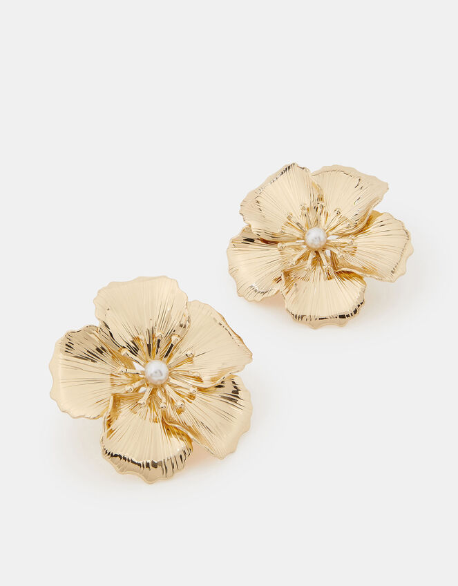 Statement Flower Stud Earrings, , large