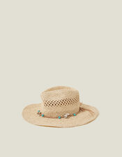 Shell Beaded Straw Stetson Hat, , large