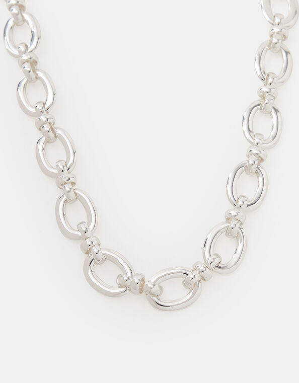 Chunky Oval Link Chain Necklace, Silver (SILVER), large