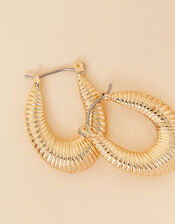 Ridged Oval Hoop Earrings, , large