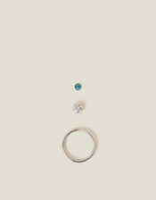 3-Pack Platinum-Plated Surgical Steel Nose Studs, , large