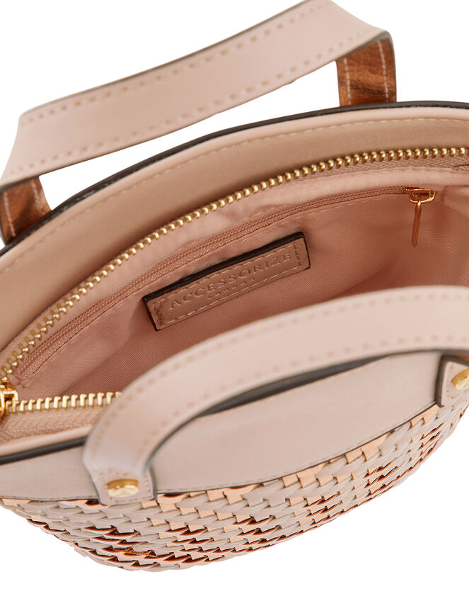 Mini Bucket Bag with Woven Metallic Panel, , large
