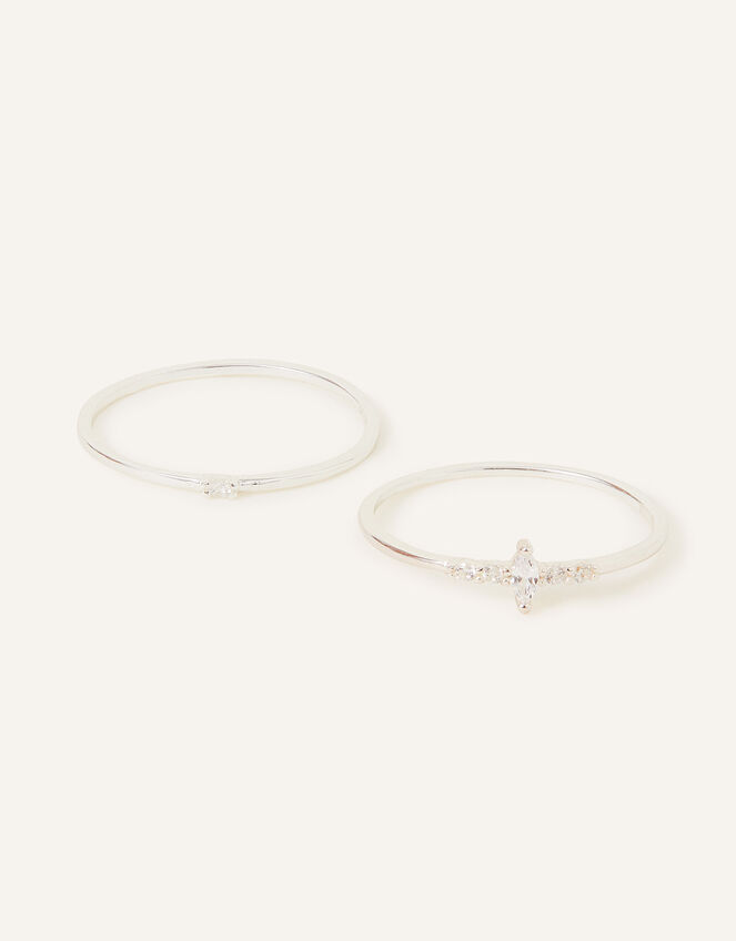Sterling Silver Sparkle Stacking Rings Set of Two, White (ST CRYSTAL), large