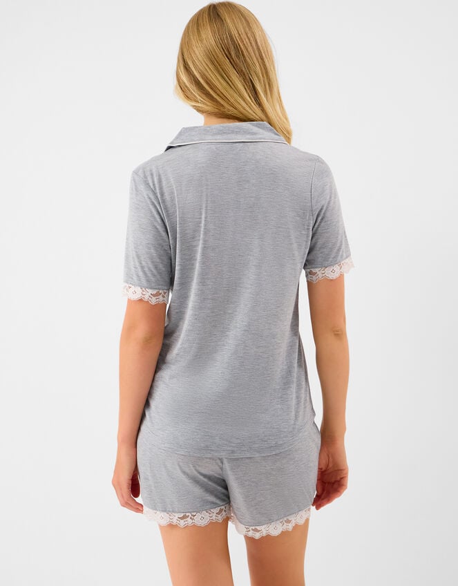 Jersey Lace Short Pyjamas Set, Grey (GREY), large