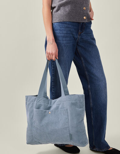Corduroy Shopper Bag, Blue (BLUE), large