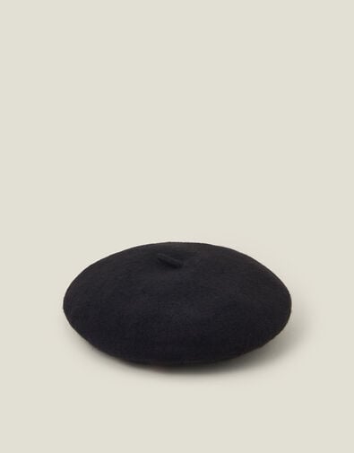 Heart Wool Beret, Black (BLACK), large