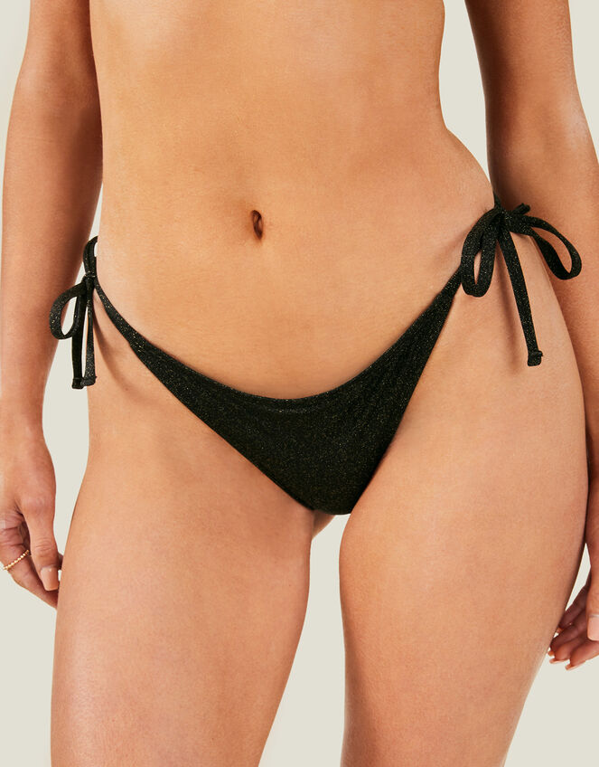 Shimmer Bikini Bottoms, Black (BLACK), large