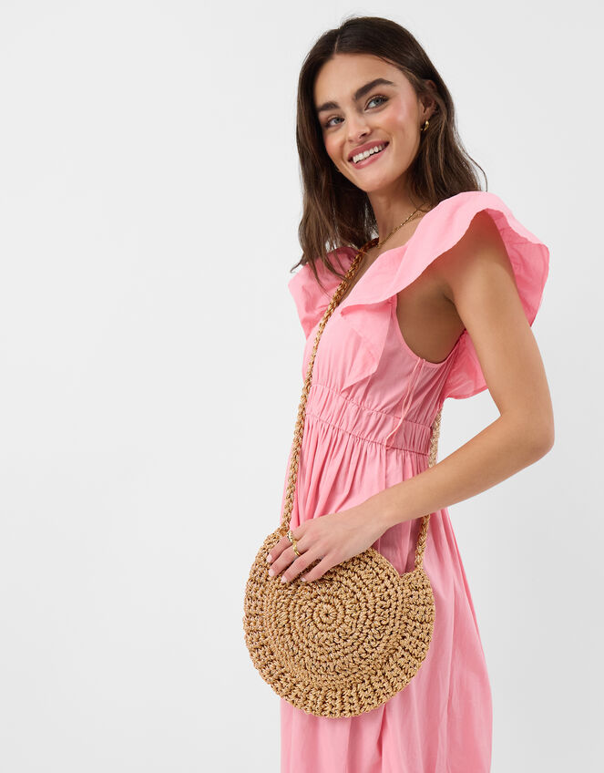 Metallic Shell Macram&eacute; Crossbody Bag, , large