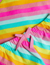 Girls Rainbow Stripe Short Pyjama Set, Multi (BRIGHTS-MULTI), large