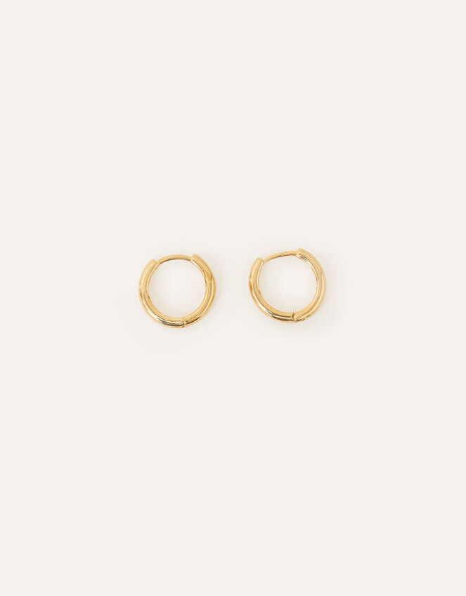 14ct Gold-Plated Plain Huggie Hoop Earrings , , large