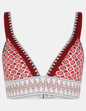 Tile Print Band Bikini Top, Red (RED), large