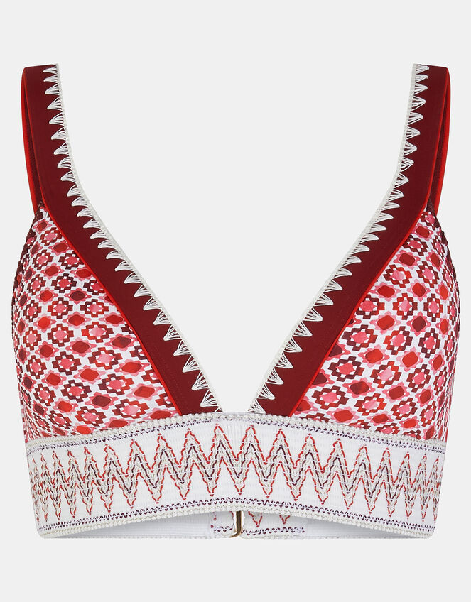 Tile Print Band Bikini Top, Red (RED), large