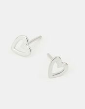 Sterling Silver Cut Out Heart Earrings, , large