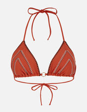 Embroidered Triangle Bikini Top, Orange (RUST), large