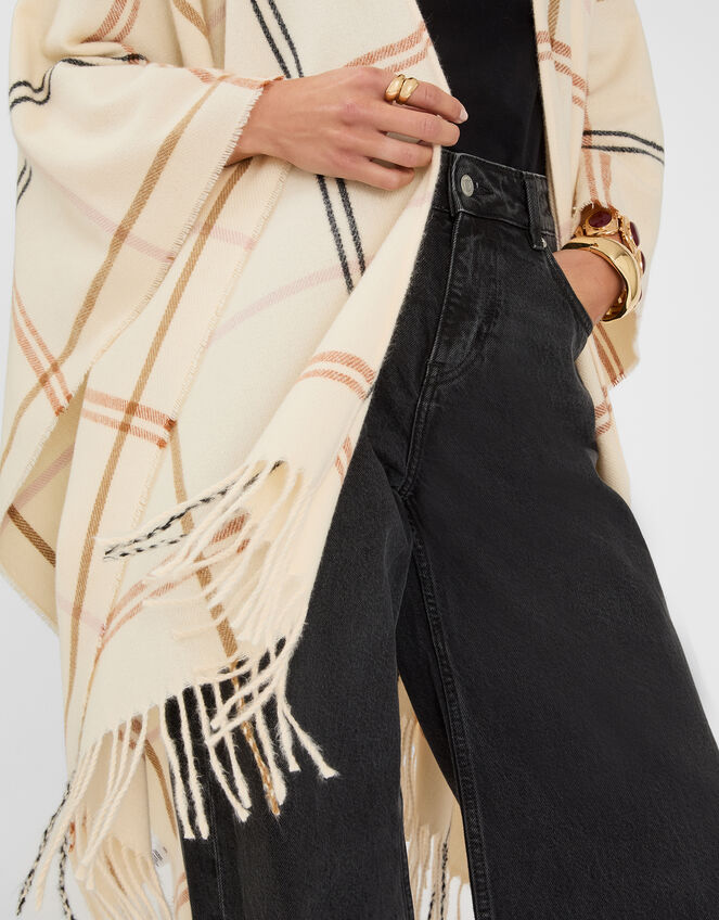 Check Print Poncho, , large