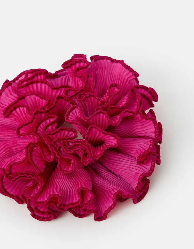 Oversized Frilly Pleated Hair Scrunchie, , large