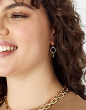 Pave Linked Circle Short Drop Earrings, Gold (GOLD), large