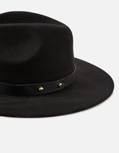 Wool Fedora Hat, Black (BLACK), large