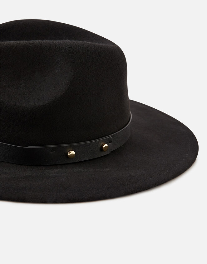 Wool Fedora Hat, Black (BLACK), large