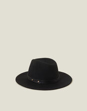 Wool Fedora Hat, Black (BLACK), large