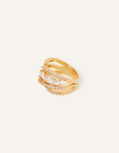 14ct Gold-Plated Sparkle Stone Ring, Gold (GOLD), large