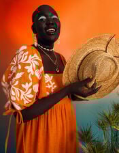 Two-Tone Weave Straw Hat, , large
