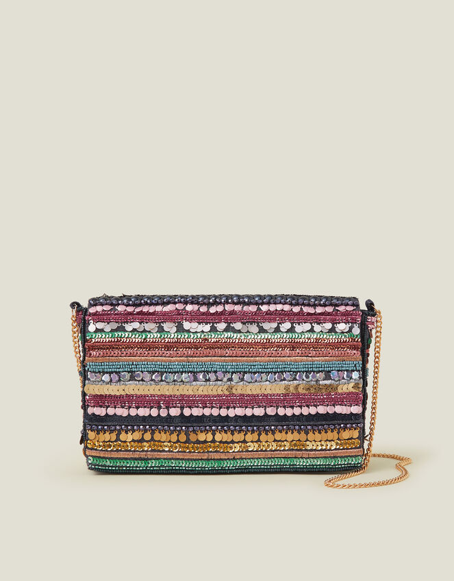 Sequin Clutch Bag Burgundy