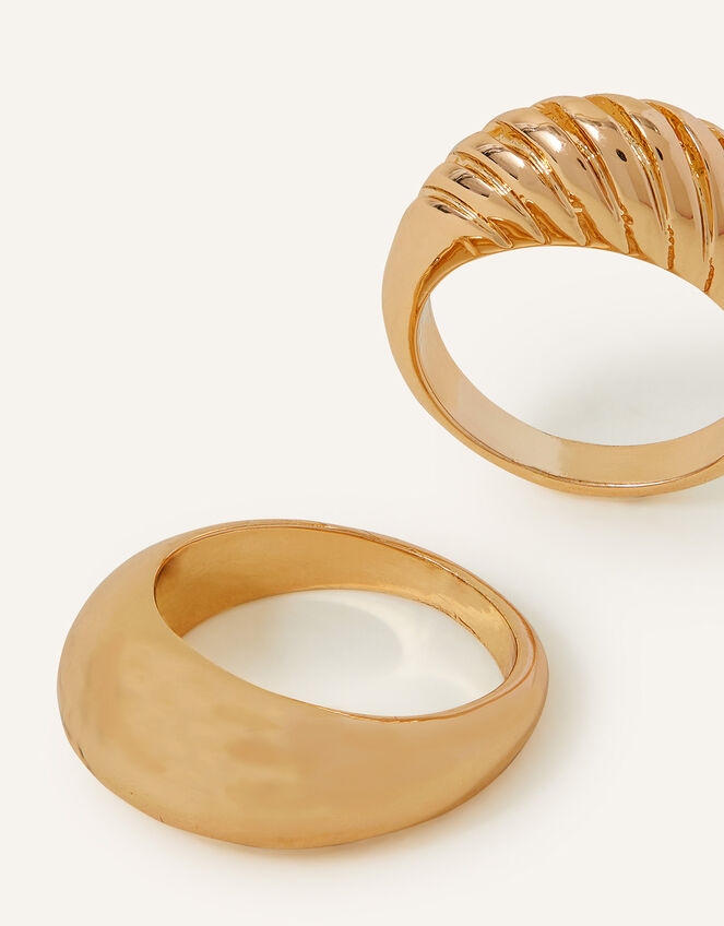 Chunky Croissant Rings Set of Two, Gold (GOLD), large