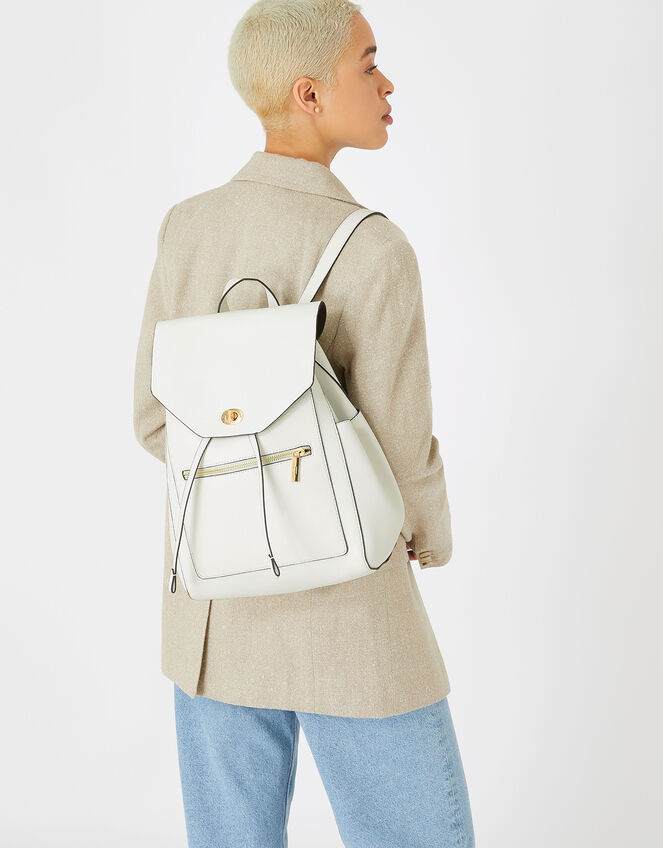 Nikki Zip Backpack, White (WHITE), large