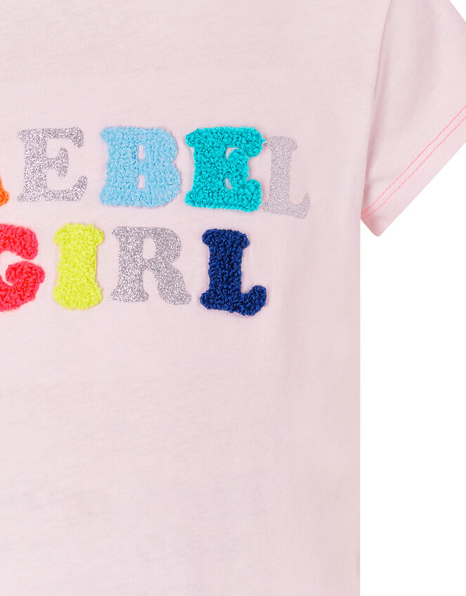 Rebel Girl Glitter T-Shirt in Cotton Jersey, Pink (PINK), large