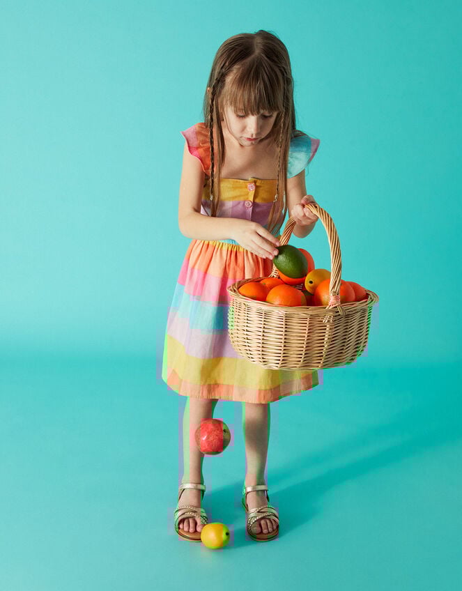 Kids Frill Sleeve Check Dress, Multi (BRIGHTS-MULTI), large