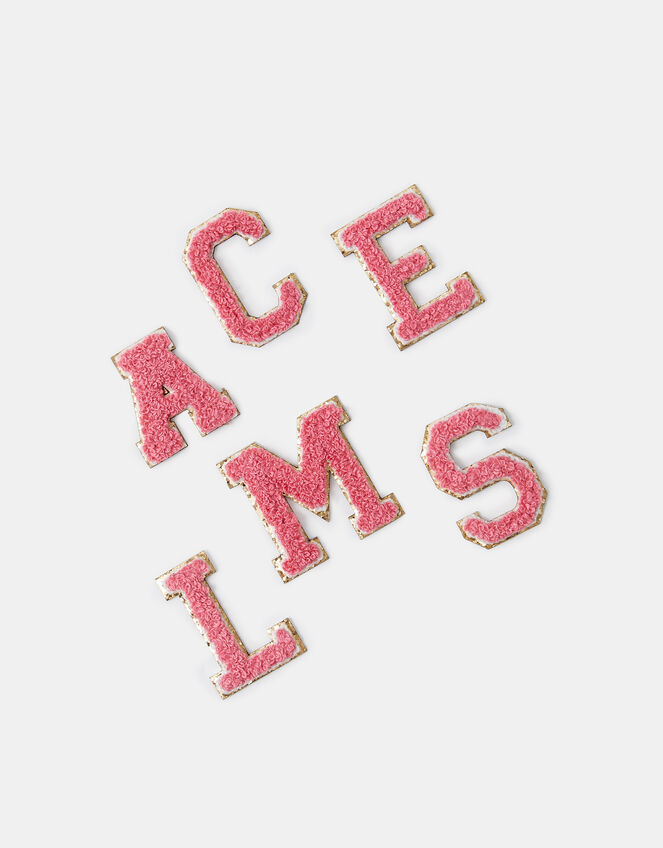 Initial Embroidered Stick-On Patch, Pink (PINK), large