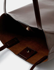 Faux Leather Tote Bag, Brown (CHOCOLATE), large