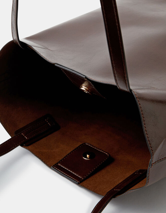Faux Leather Tote Bag, Brown (CHOCOLATE), large