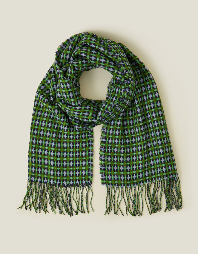 Woven Tile Check Blanket Scarf, , large
