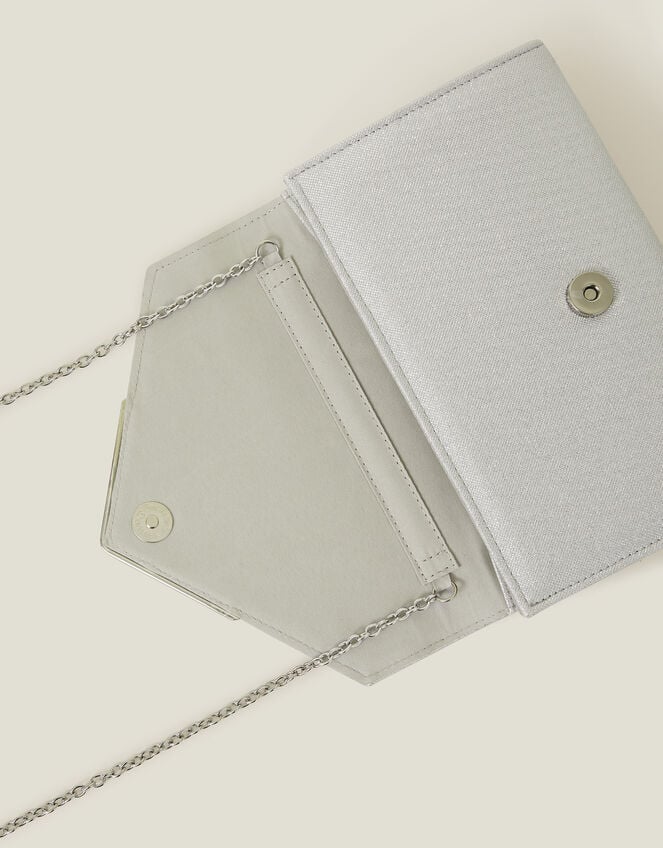Metallic Envelope Clutch Bag, Silver (SILVER), large