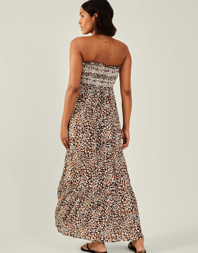 Leopard Print Bandeau Maxi Dress, Brown (BROWN), large