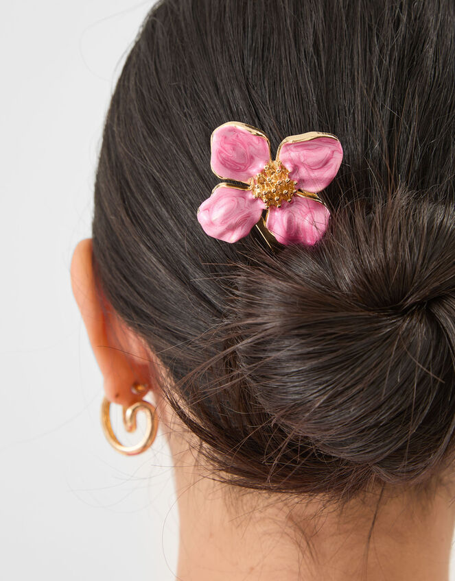 Enamel Flower French Hair Pin, , large