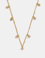 14ct Gold-Plated Diamanté Station Necklace, , large
