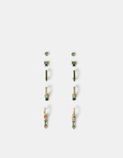 5-Pack Gemstone Stud and Hoop Earrings Gold, , large