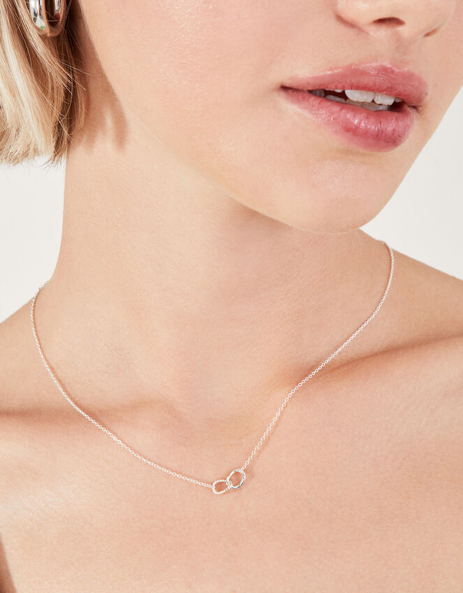 Sterling Silver Twist Link Pendant Necklace, , large