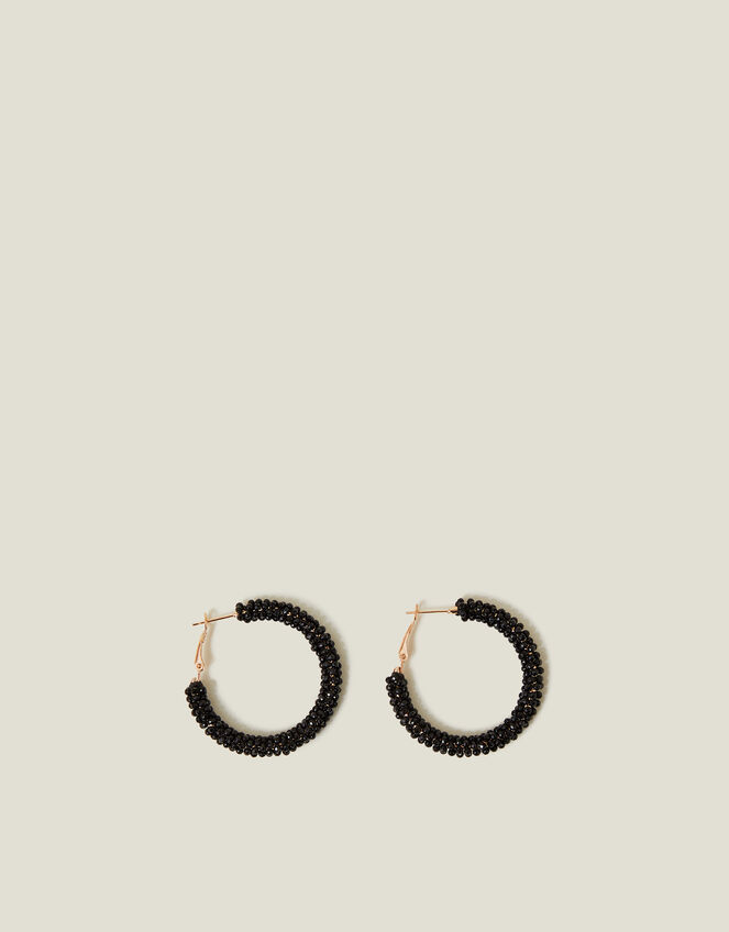 Facet Bead Hoop Earrings, , large